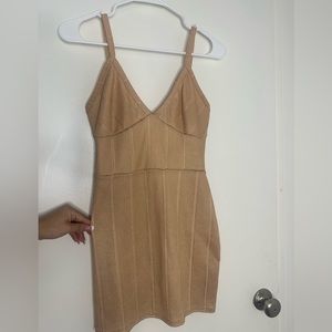 Champagne Sparkly Misguided Bodycon Dress